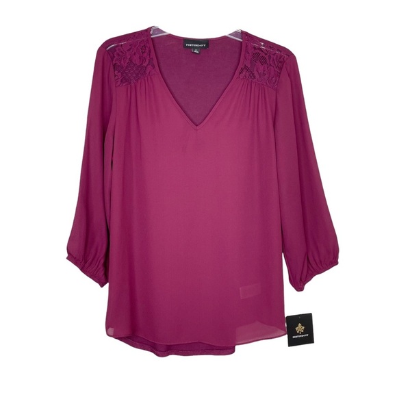 Stitch Fix l Fortune Ivy Anya Lace Detail Blouse, Small - Picture 5 of 10